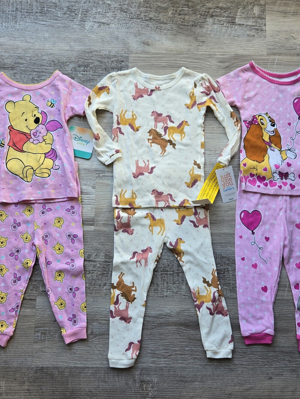 NWT Carter's And Disney Long-Sleeve Cotton Pajama Sets 18 Months